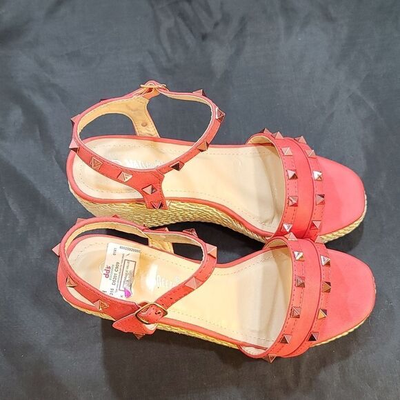 BRAND NEW NATURE BREEZE Tally-04 PINK STUDDED OPEN TOE ESPADRILLE WEDGE S2 - Picture 7 of 16